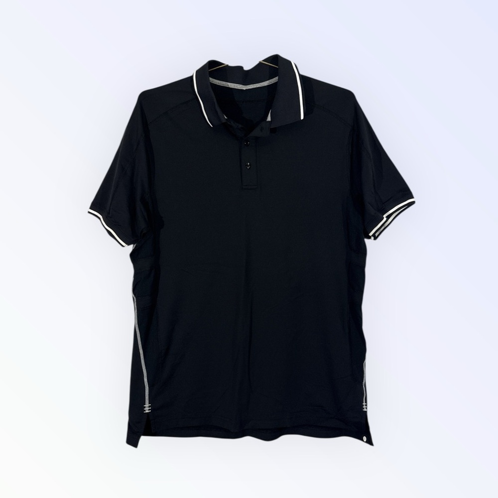 LULULEMON Men's Black Polo Shirt LARGE